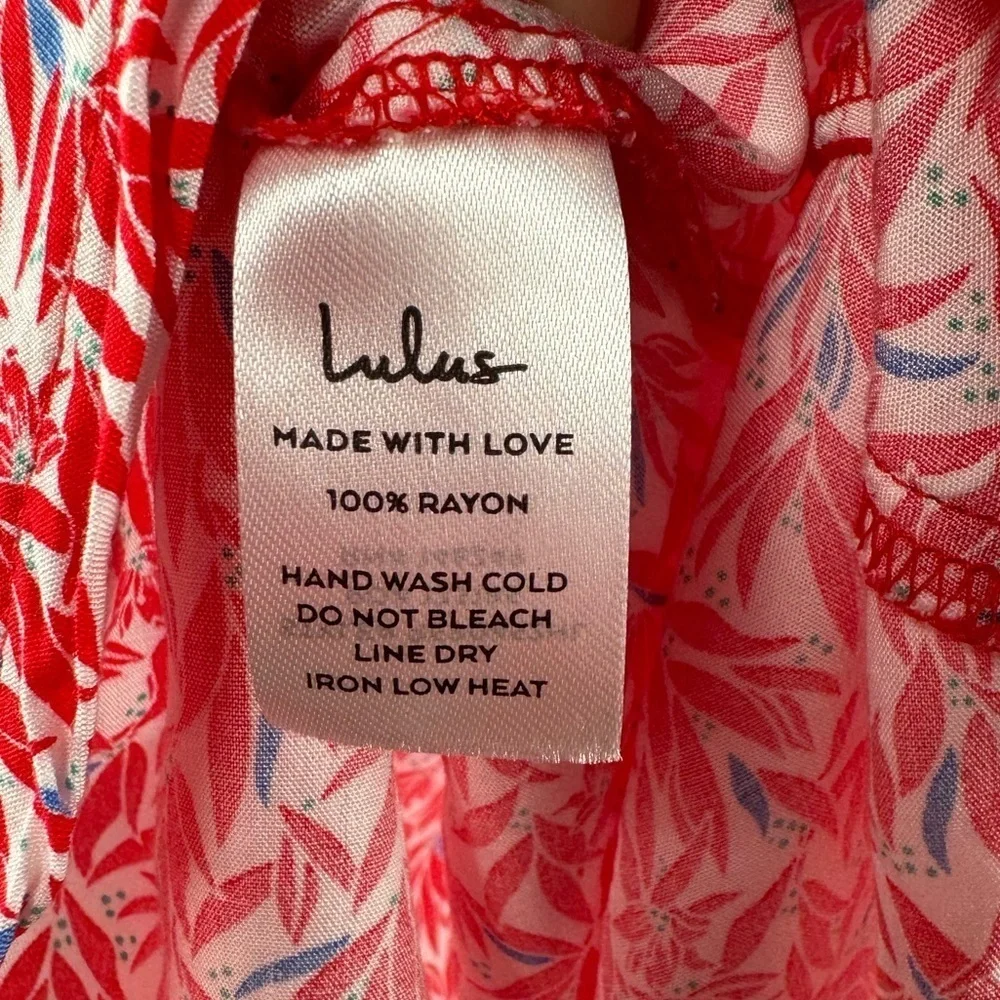 Lulus Dondi Print Tie-Front Short Sleeve Romper in Red and White Size Small - Picture 10 of 13